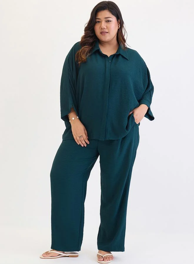 Femmella Plus Size Relaxed Fit Shirt and Trousers Co-Ords