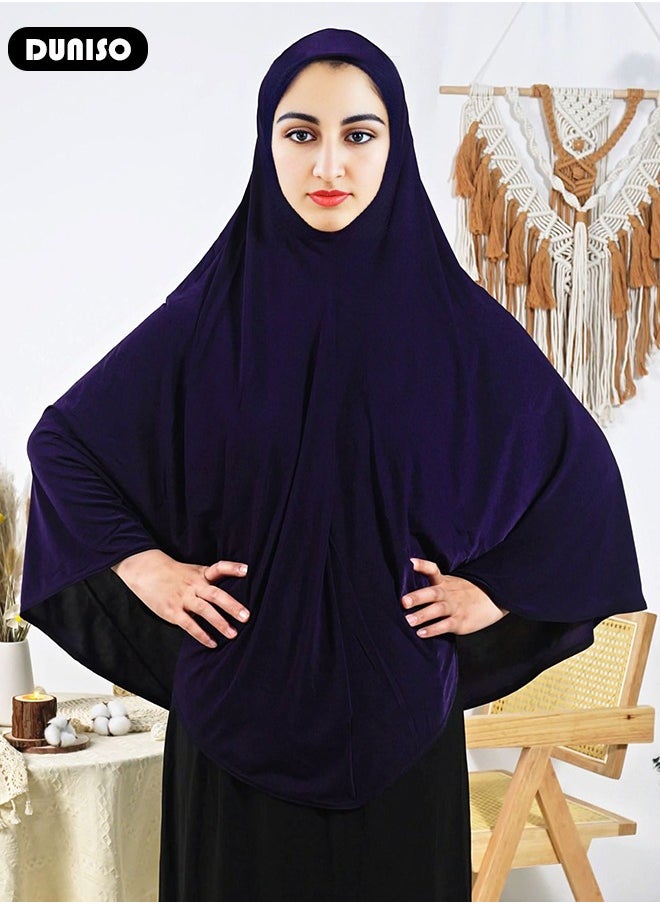 DUNISO Women Muslim Heardscarf Shawl Pullover Extra Long Prayer Hijab Muslimah one Piece Chadors Arabia Body Cover Turban Islamic Middle East Full Cover Clothing  - Image 5