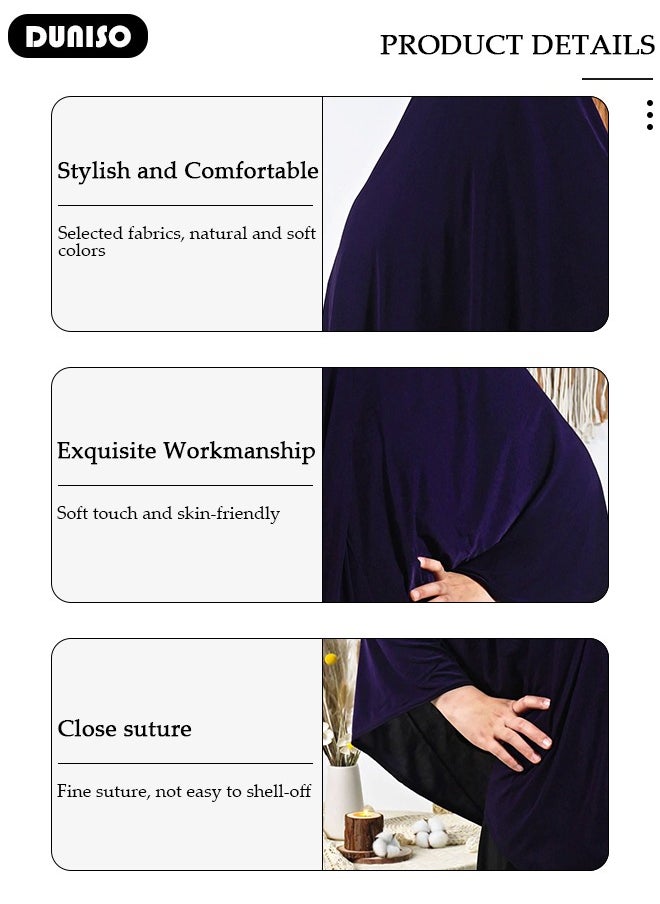 DUNISO Women Muslim Heardscarf Shawl Pullover Extra Long Prayer Hijab Muslimah one Piece Chadors Arabia Body Cover Turban Islamic Middle East Full Cover Clothing  - Image 2