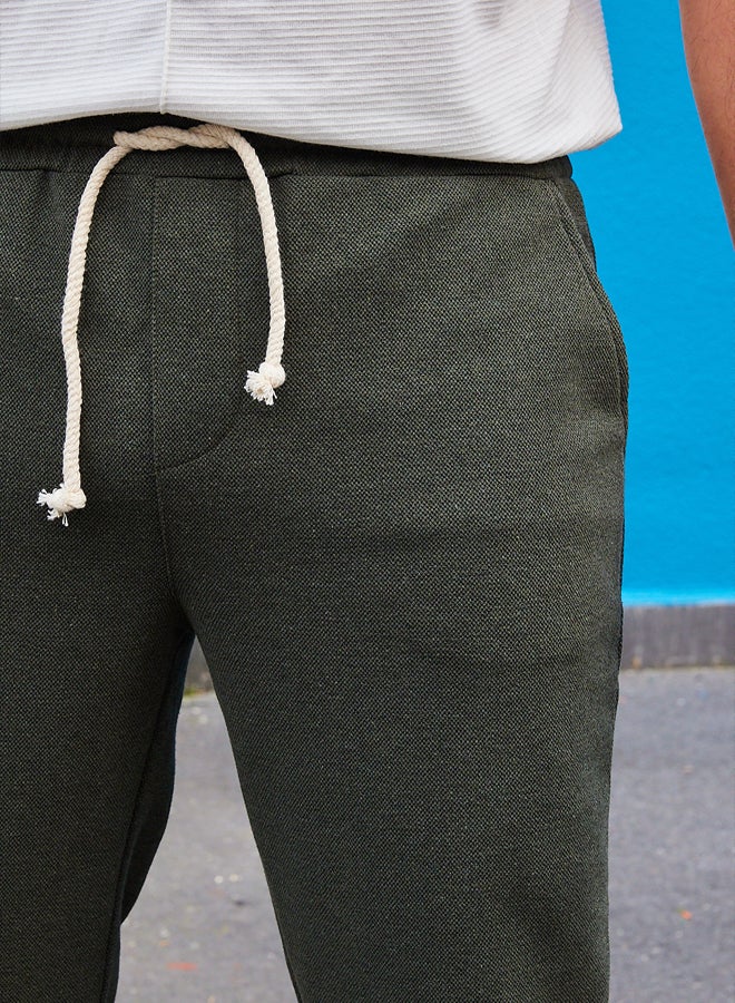 trendyol Khaki Regular/Normal Cut Pique Textured Fabric Double Leg Sweatpants TMNAW25EA00011  - Image 5