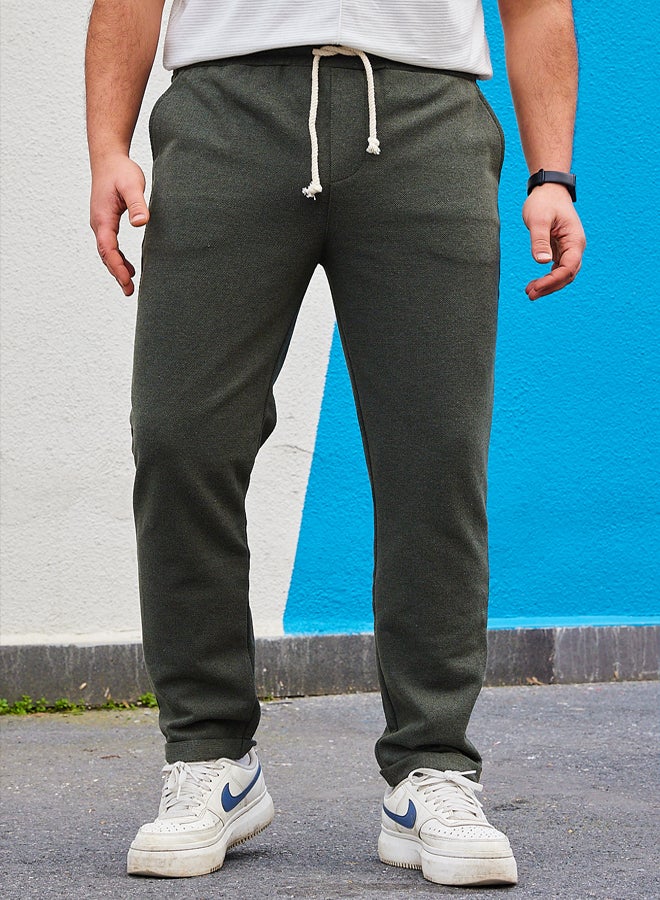trendyol Khaki Regular/Normal Cut Pique Textured Fabric Double Leg Sweatpants TMNAW25EA00011  - Image 1