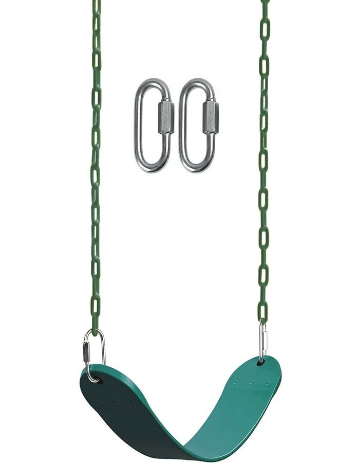 CHARMING TREASURES مجموعة مقاعد أرجوحة مرنة من تشارمينج تريجرز للأطفال/الكبار، مناسبة للحدائق الخارجية والأشجار والفناء الخلفي، مزودة بسلسلة مطلية بالبلاستيك بطول متر، تتحمل وزنًا يصل إلى 150 كجم، (1.5 متر، أخضر) - Image 1