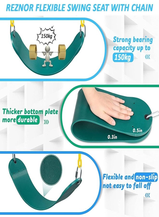 CHARMING TREASURES مجموعة مقاعد أرجوحة مرنة من تشارمينج تريجرز للأطفال/الكبار، مناسبة للحدائق الخارجية والأشجار والفناء الخلفي، مزودة بسلسلة مطلية بالبلاستيك بطول متر، تتحمل وزنًا يصل إلى 150 كجم، (1.5 متر، أخضر) - Image 4
