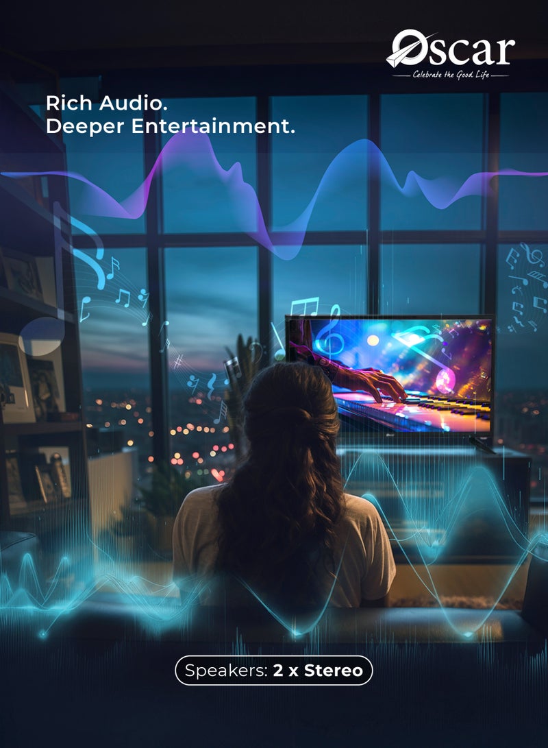 أوسكار تلفزيون أوسكار (Oscar) مقاس 32 بوصة LED بدقة HD Ready | نظام تشغيل ATV | شاشة DLED | دقة 1366 × 768 | منافذ: 1× AV، 2× HDMI، 1× فيديو | يتضمن حامل جداري وجهاز تحكم عن بُعد - OS45S32ATVS - Image 5