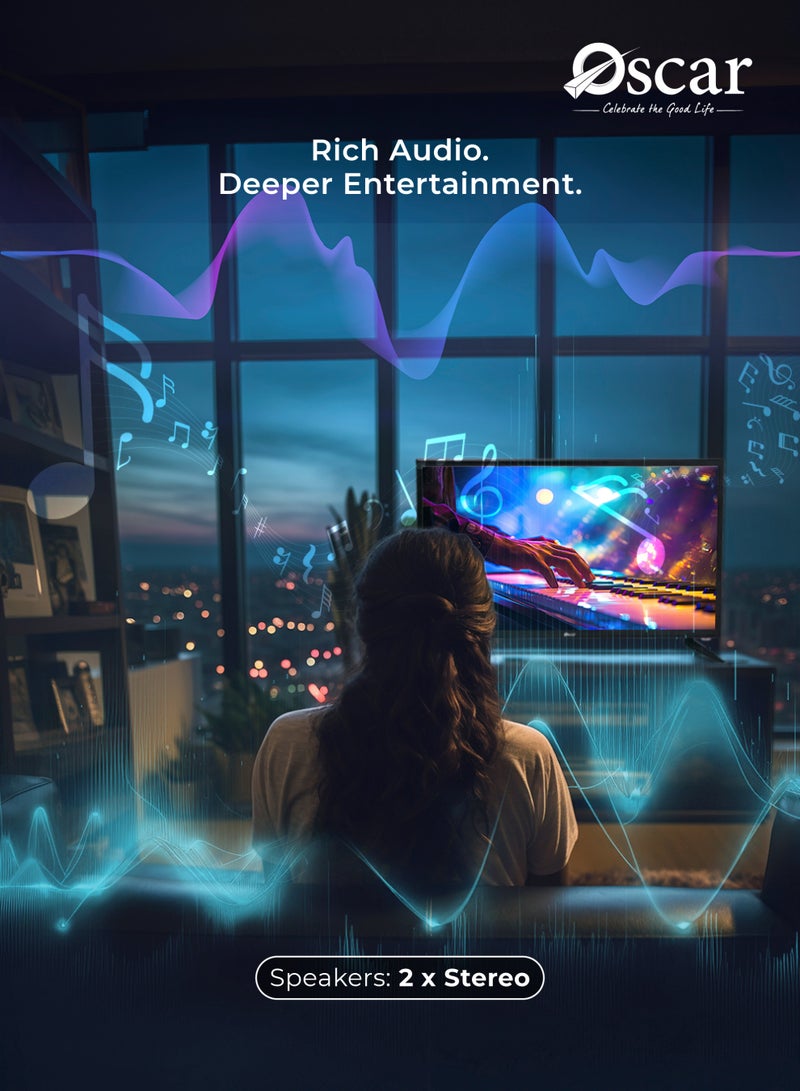 Oscar 32 Inch HD Ready LED TV | ATV Operating System | DLED Display | 1366 x 768 Resolution | 1x AV Input, 2xHDMI, 1xVideo Input, Connectivity | Wall Mount & Remote Included - OS45S32ATVS - Image 5