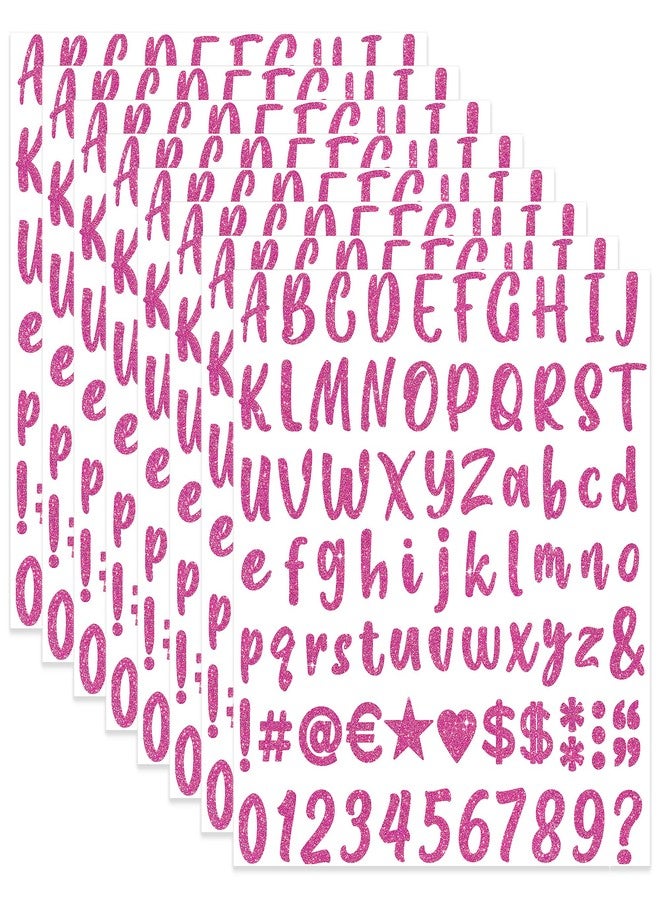 Metsyth 648 Pieces 8 Sheets Letter Stickers Glitter Small Self Adhesive Alphabet Number Vinyl Stick on Letter Stickers for Scrapbooking Mailbox Numbers Crafts Classroom Decor Bulletin Board(Pink,1 Inch) - Image 1