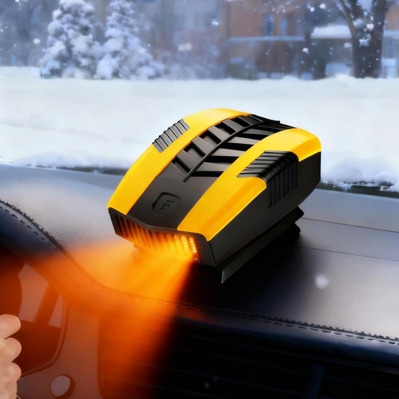 12V car heater 150W cigarette lighter interface 360 degree omni-directional air supply windshield defroster (black and yellow) - Image 2