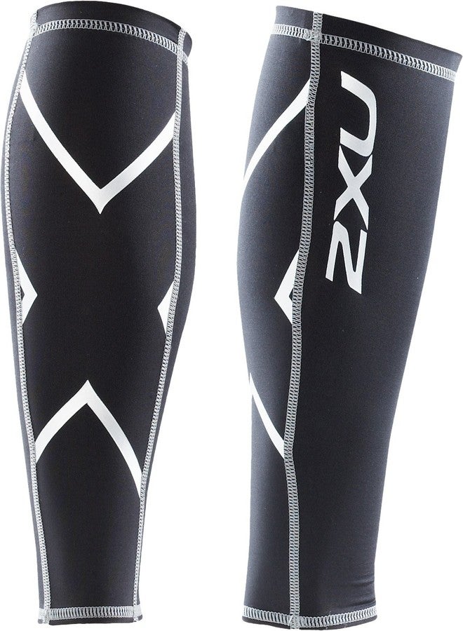 2XU UA1987b Compression Calf Guards (Black/Black, L) - Image 1