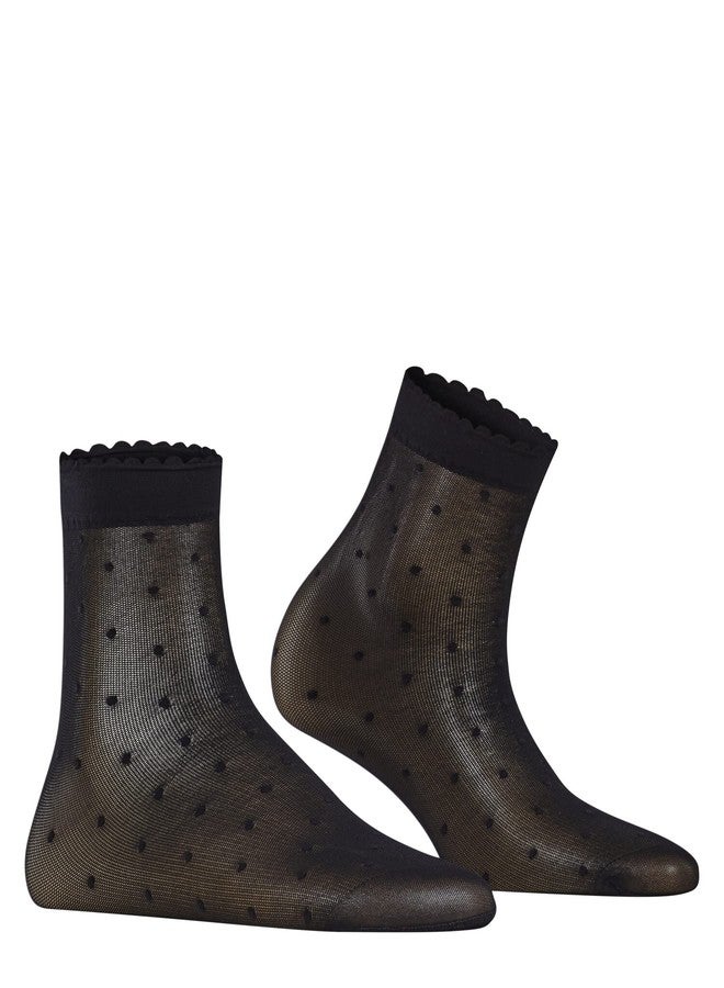 FALKE Women's Dot 15 Denier Dress Socks, Mid Calf, Patterned, Dressy or Casual, Fine Sheer Transparent, Nylon, Black (Black 3009), 8-10.5, 1 Pair - Image 2