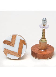 Indian-Shelf IndianShelf 2 Pieces Wood Brown Zig Zag Drawer Knobs Dresser Knobs Decorative Wooden Cabinet Knobs Boho Drawer Pulls Unique Wood Kitchen Handles Modern Door Hardware  - Image 2