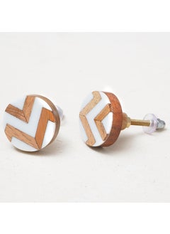 Indian-Shelf IndianShelf 2 Pieces Wood Brown Zig Zag Drawer Knobs Dresser Knobs Decorative Wooden Cabinet Knobs Boho Drawer Pulls Unique Wood Kitchen Handles Modern Door Hardware  - Image 1