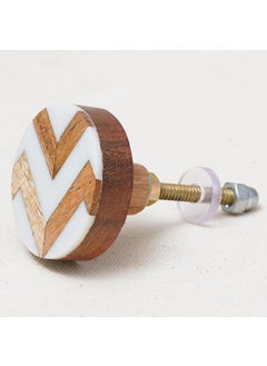 Indian-Shelf IndianShelf 2 Pieces Wood Brown Zig Zag Drawer Knobs Dresser Knobs Decorative Wooden Cabinet Knobs Boho Drawer Pulls Unique Wood Kitchen Handles Modern Door Hardware  - Image 3