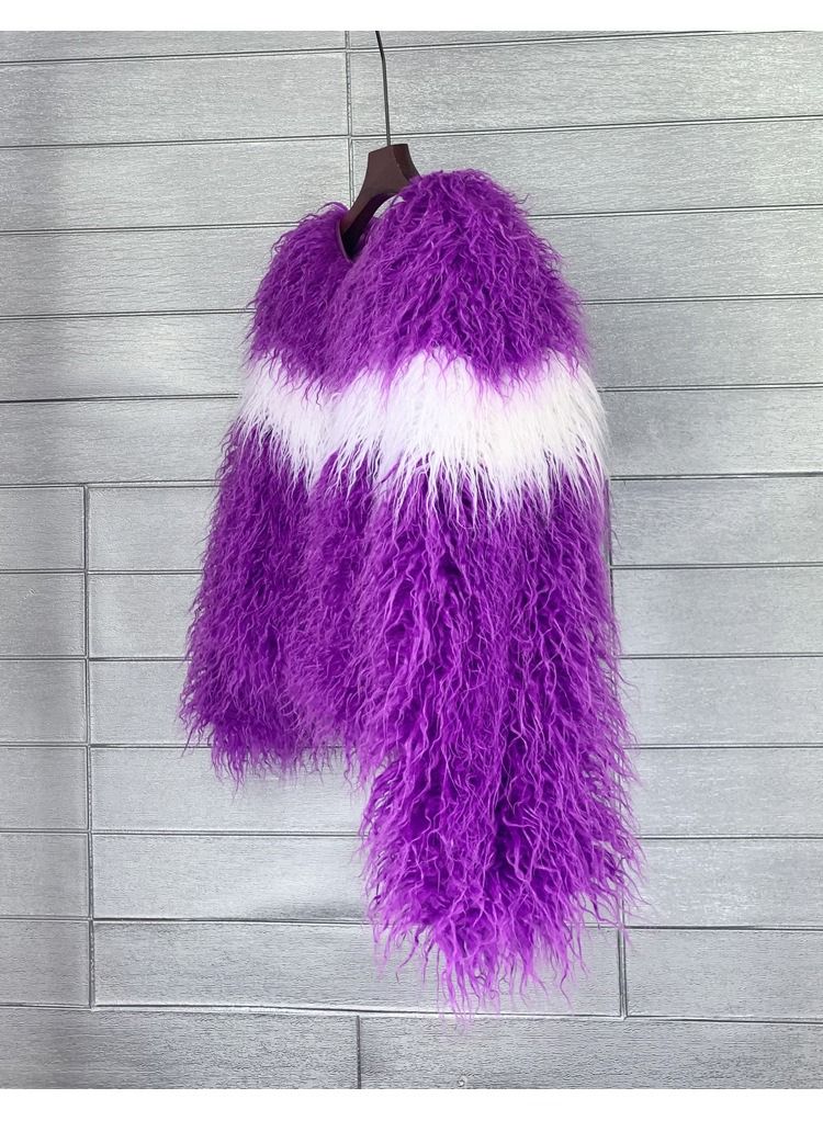 Loquat Women's Imitation Fur Personality Cardigan Short Coat Purple  - Image 1