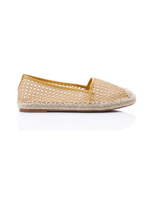 Mesh Flat Shoes - Beige & Mustard