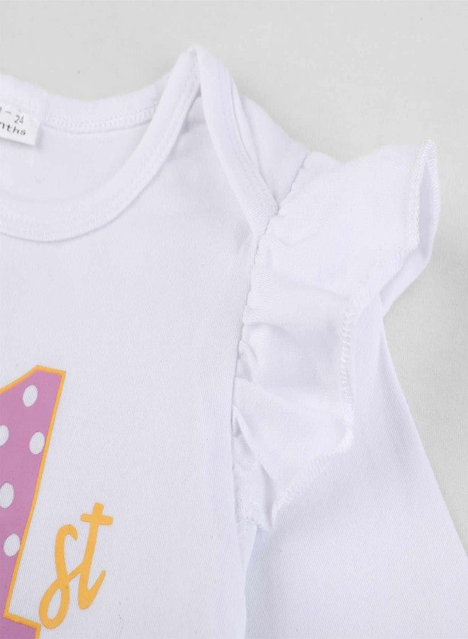 Zusnxaxe Baby Girls 1st Birthday Bodysuit, My First Birthday OnePiece Playsuit (6-12Months, Long) - Image 3