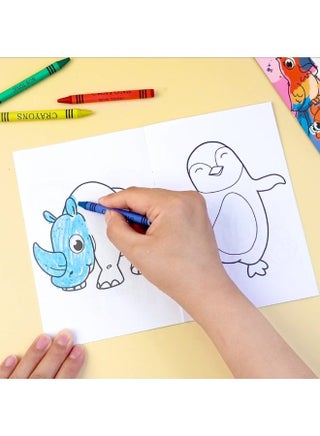 طقم 8 دفاتر تلوين صغيرة للأطفال مع 4 أقلام شمعية، 12 صفحة لكل دفتر، مجموعة رسم وأنشطة للتعلم المبكر والسفر وتوزيعات الحفلات (متعدد الألوان) - view 4
