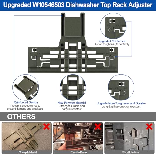 S-Union Upgraded W10546503 WPW10546503 Dishwasher Upper Rack Adjuster Replacement For Kitchenaid Dishwasher Parts Upper Rack W10418314 Dishwasher Top Rack For Kenmore Whirlpool Dishwasher Replacement Parts - Image 5