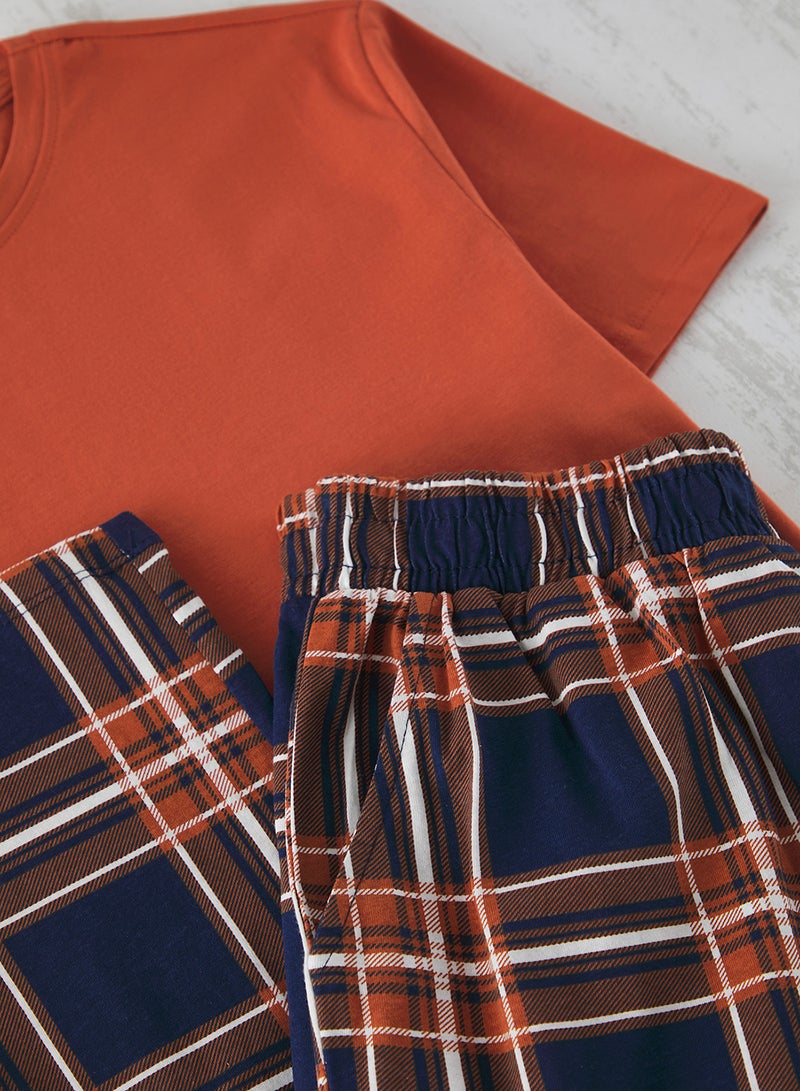 trendyol Tile -  Regular 100% Cotton Plaid Knitted Pajamas Set Thmss21Pt0328 - Image 4
