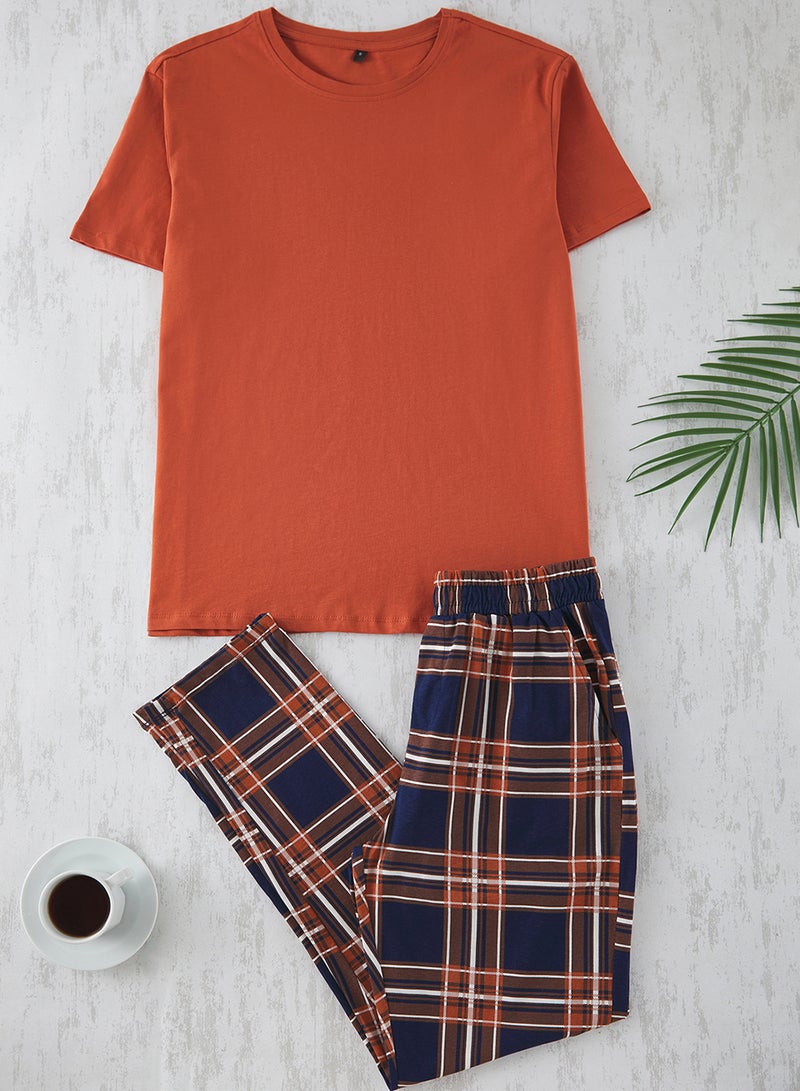 trendyol Tile -  Regular 100% Cotton Plaid Knitted Pajamas Set Thmss21Pt0328 - Image 3
