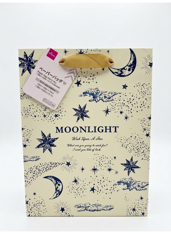 Embossed Paper Gift Bag – Starry Sky Design, White, 18 x 23 x 13 cm, Premium Gift Bag with Handles for Birthdays, Parties & Special Occasions