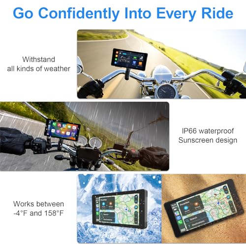 LBW Premium Motorcycle Dash Cam DVR: Wireless Motorcycle Carplay & Android Auto, Dual HD 1080P Cameras, 5.5" IP66 Waterproof Touch Screen, Remote Control, BT, Siri & Google Voice, Free 128G SD Card - Image 5