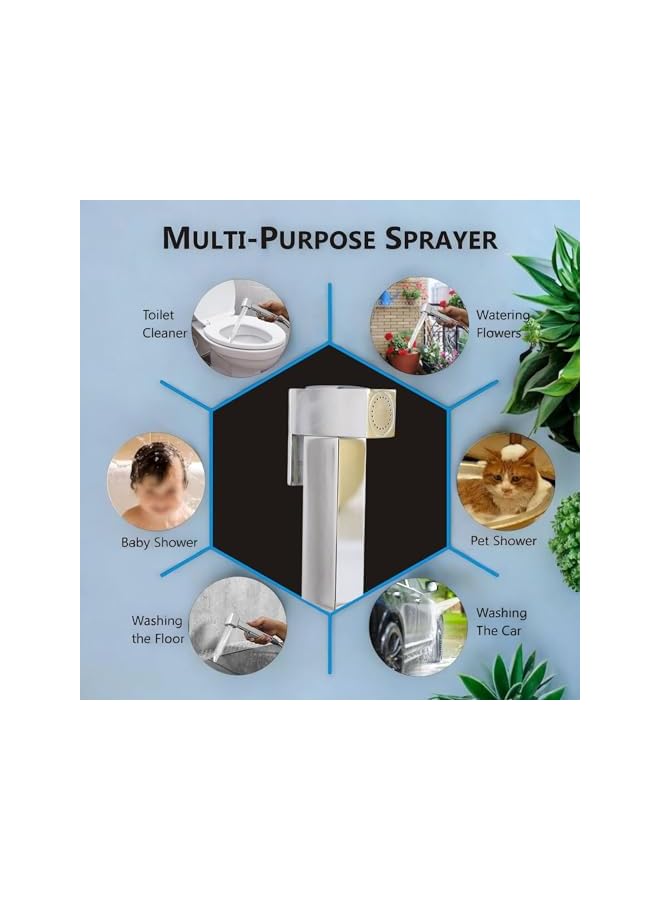 The Bros AZTON_S-IT-3900 Premium Chrome Brass Handheld Bidet Sprayer Set – 47” Stainless Steel Hose, Wall-Mounted Shattaf for Toilet, Personal Hygiene Washer – Leak-Proof and Easy Installation - Image 3