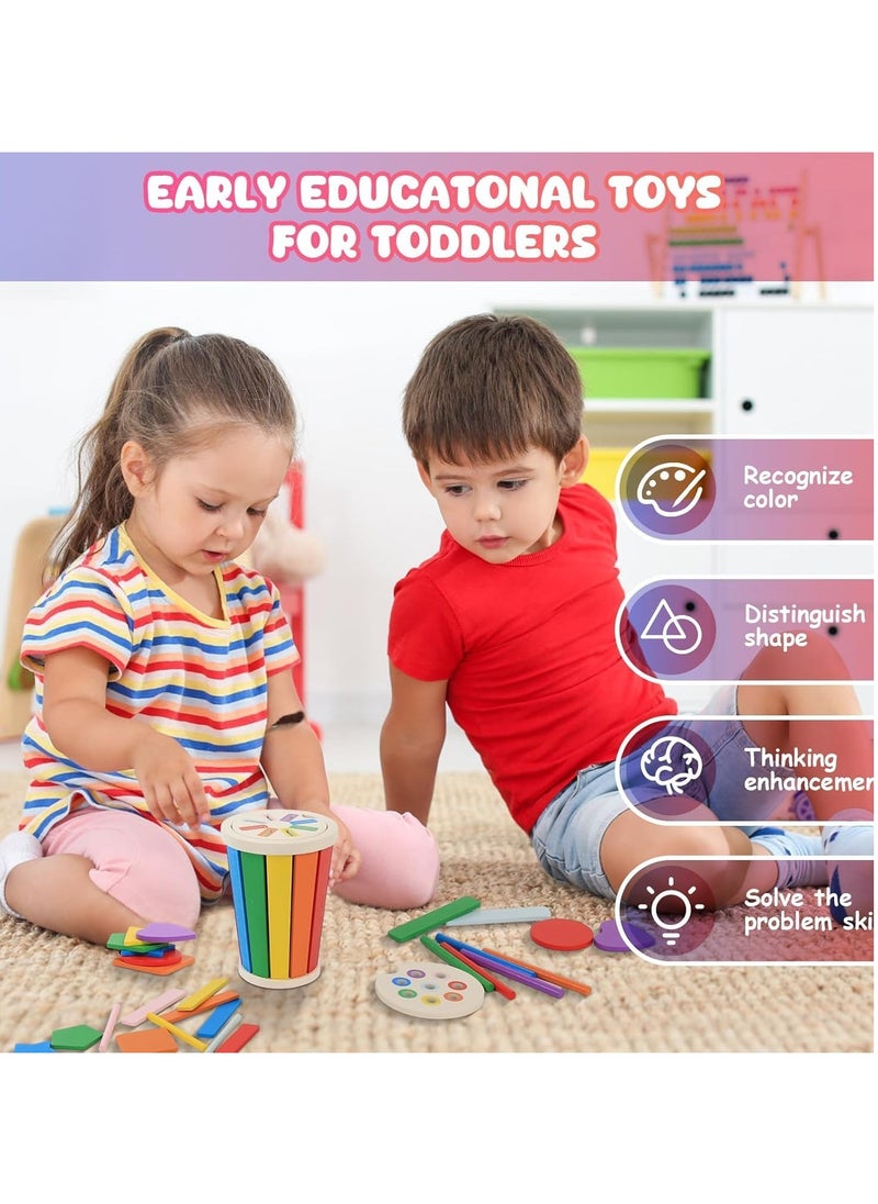 Gonice Wooden Color Sorting Stacking Toys for Toddlers, 3 in1 Montessori Toys for 1 2 3 Year Old,Wooden Fine Motor Skills Sensory Toy Preschool Learning Toys  - Image 2
