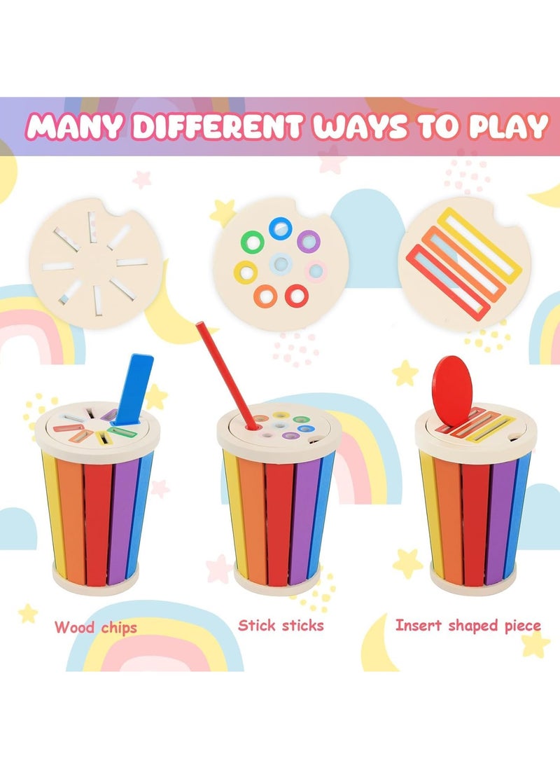 Gonice Wooden Color Sorting Stacking Toys for Toddlers, 3 in1 Montessori Toys for 1 2 3 Year Old,Wooden Fine Motor Skills Sensory Toy Preschool Learning Toys  - Image 3