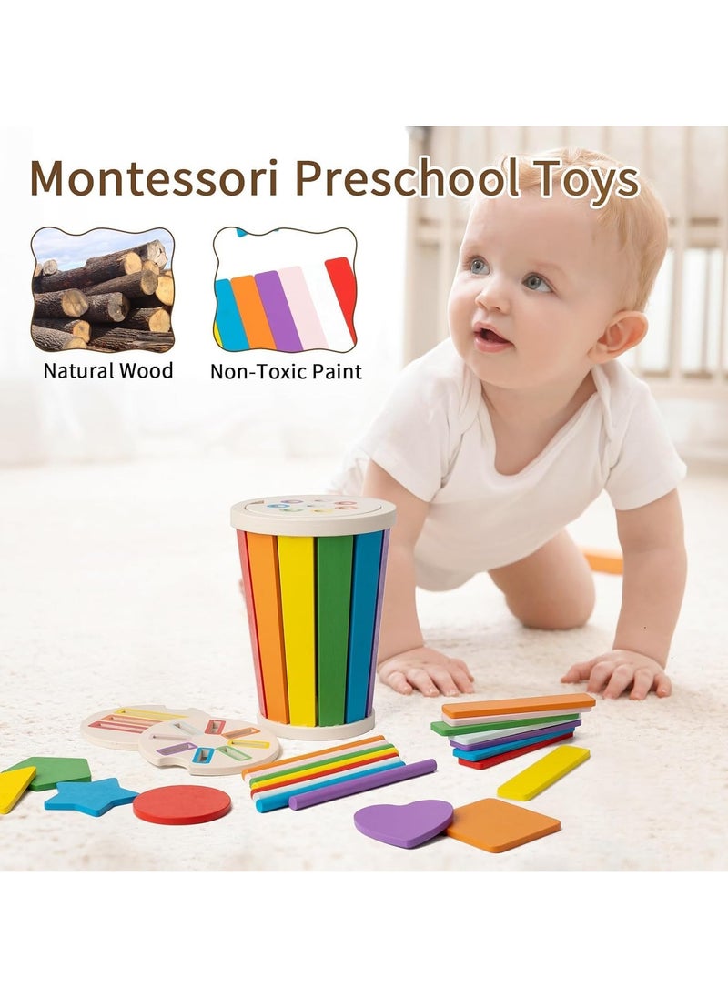 Gonice Wooden Color Sorting Stacking Toys for Toddlers, 3 in1 Montessori Toys for 1 2 3 Year Old,Wooden Fine Motor Skills Sensory Toy Preschool Learning Toys  - Image 5