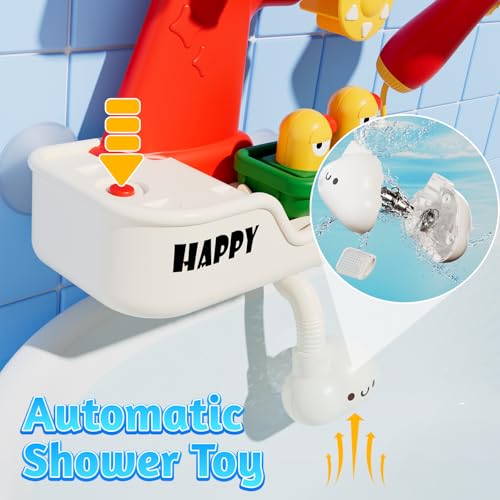 SOCBTNSO FlowFun Bath Toy Set Electric Shower with 360 Rotate Rocket Whistle Cute Car Toy Little Yacht Interactive Water Play Kit for Toddlers 18 Months - Image 5