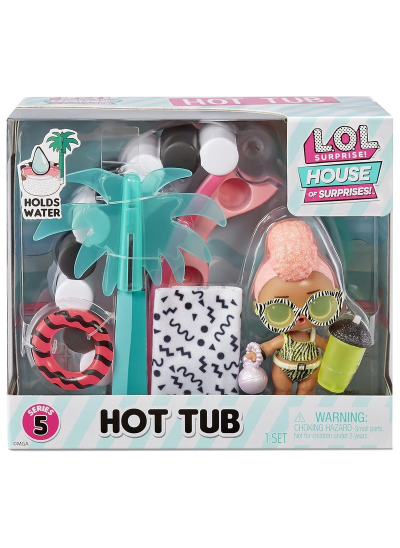 ام جي اي مجموعة ألعاب OMG House of Surprises Hot Tub قطعة واحدة متنوعة | يخت بي بي دمية و8 مفاجآت | لعبة بيت الدمى المثيرة للأطفال من عمر 4 سنوات فما فوق  - Image 1