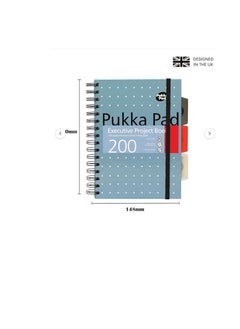 Pukka Pad Pukka Pad Executive A5 Ruled Project Single Line Note Book Diary Notebook 200 Pages, Spiral Bound, 3 Movable Subject Dividers, 80gsm, 8mm Line, Perforated Pages, Metallic Hardback Cover, Blue  - Image 3