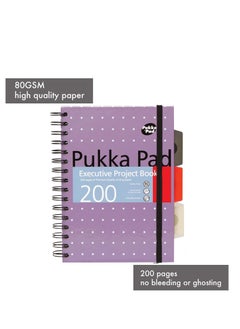 Pukka Pad Pukka Pad Executive A5 Ruled Project Single Line Note Book Diary Notebook 200 Pages, Spiral Bound, 3 Movable Subject Dividers, 80gsm, 8mm Line, Perforated Pages, Metallic Hardback Cover, Blue  - Image 5