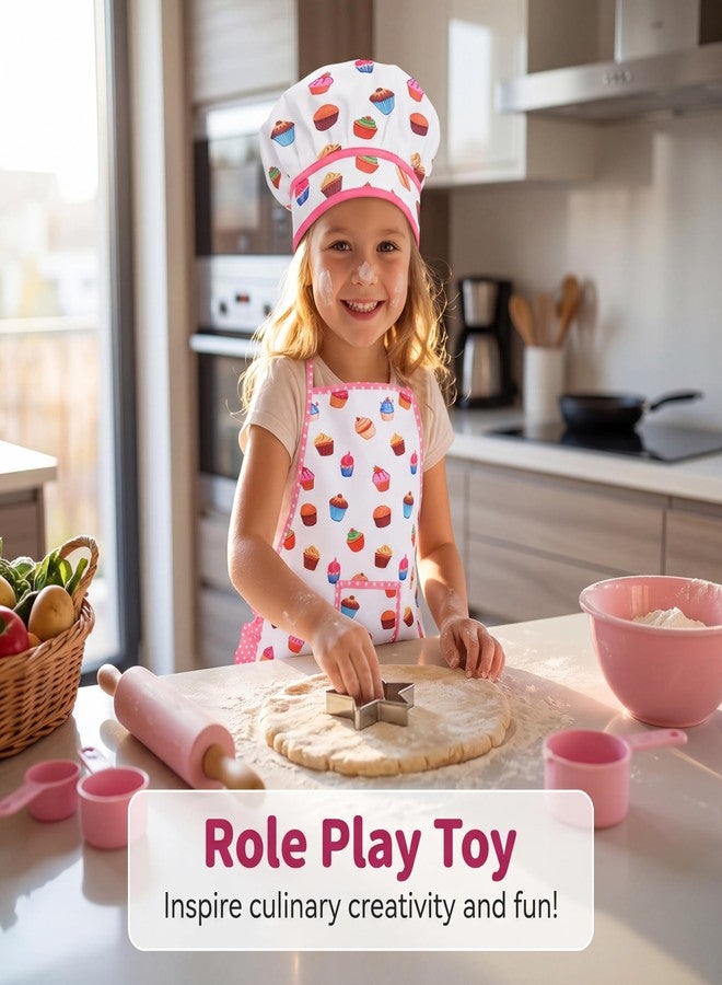 TFPOGOLD Kid Apron and Chef Hat Set 2 Pcs, Adjustable Kids Cooking Baking Apron for Toddlers 3-8, Childrens Pretend Play Chef Costume Role Play Toy for Boys Girls, White - Image 5
