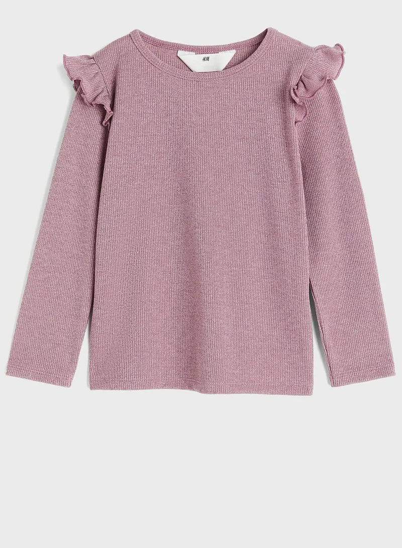 H&M Kids Frill Trimmed Ribbed Top