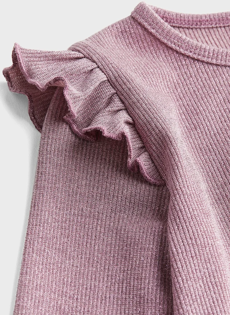 H&M Kids Frill Trimmed Ribbed Top