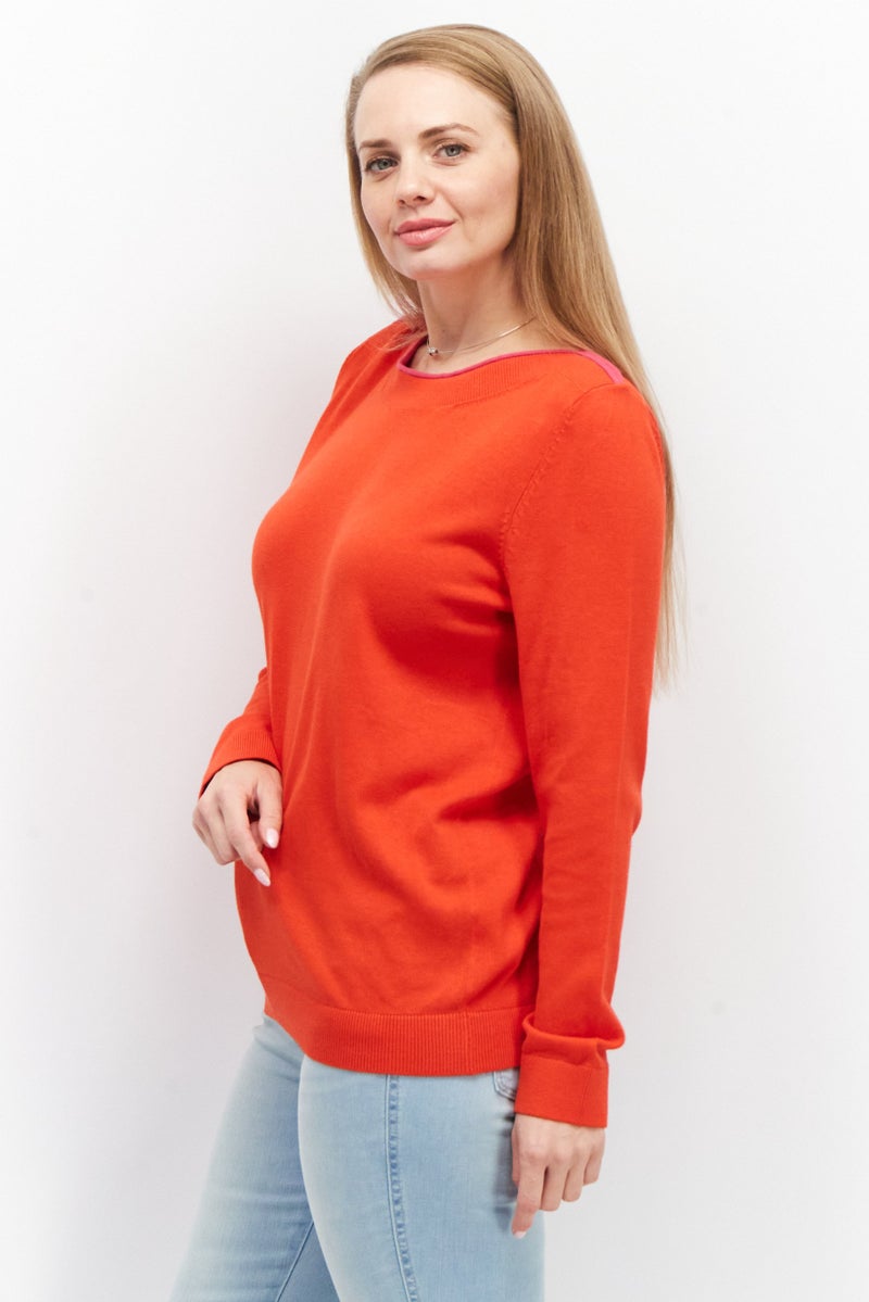 ESPRIT Women Round Neck Knitted Sweater, Red - Image 2