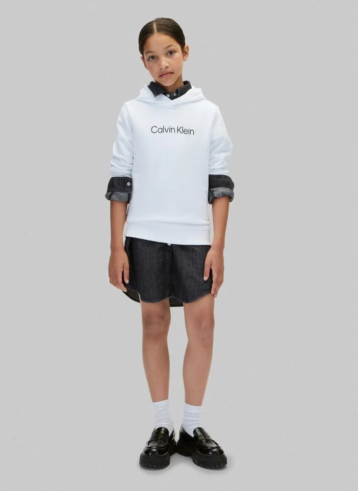 Calvin Klein Jeans Bright White Logo Terry Hoody for Men | Best Price UAE