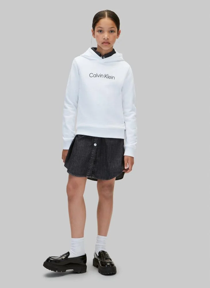 Calvin Klein Jeans Bright White Logo Terry Hoody for Men | Best Price UAE