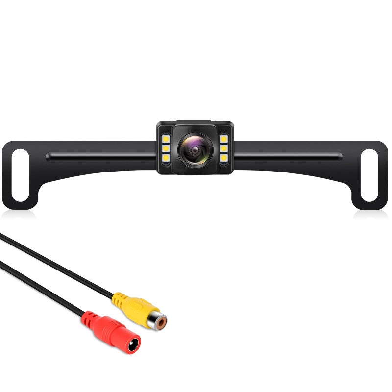 GLK Backup Camera Rear View Camera AHD 1080P Night Vision Reverse Camera, License Plate Backup Camera with 6 LED Lights,170 Degree Wide View Angle, IP69K Waterproof, for 12-24V Pickup Car Truck RV SUV - Image 1
