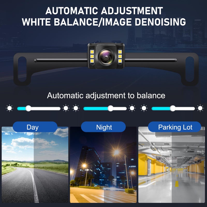 GLK Backup Camera Rear View Camera AHD 1080P Night Vision Reverse Camera, License Plate Backup Camera with 6 LED Lights,170 Degree Wide View Angle, IP69K Waterproof, for 12-24V Pickup Car Truck RV SUV - Image 3