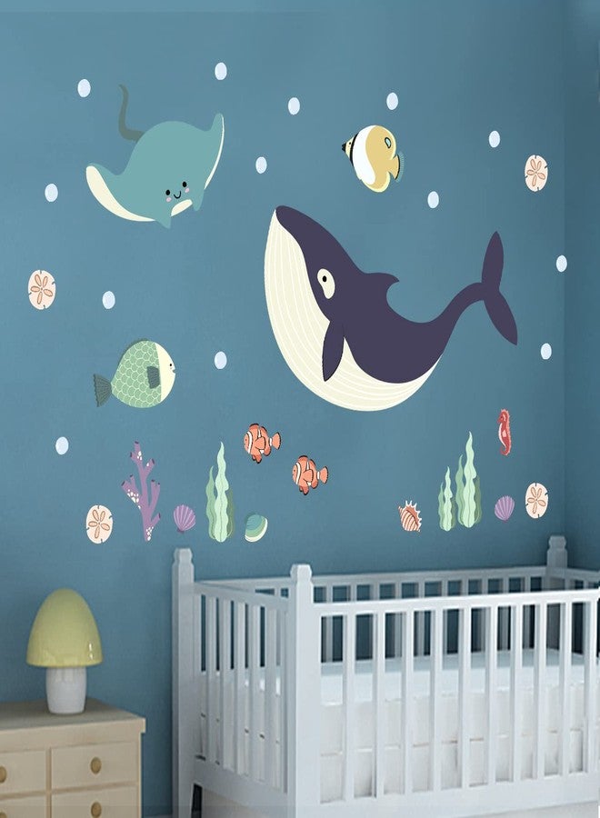 iinuu 93pcs Ocean Animals Wall Decals Peel and Stick, Ocean Wall Stickers for Toddler Baby Kids Bedroom Bathroom Living Room, Underwater Decor for Nursery Classroom, Under The Sea Party Decoration Favor - Image 1