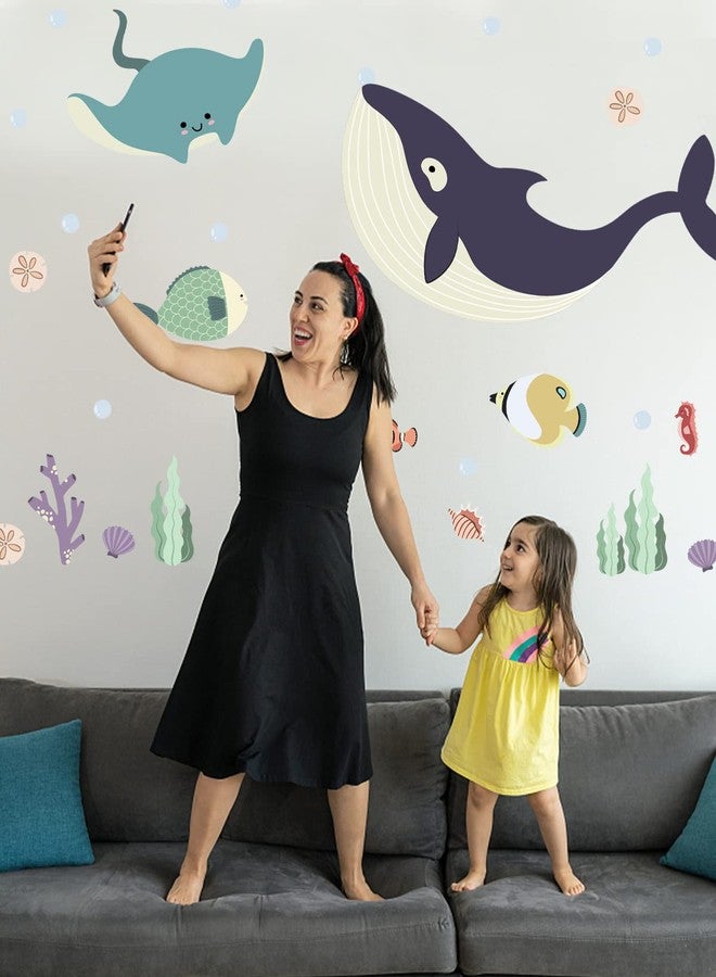 iinuu 93pcs Ocean Animals Wall Decals Peel and Stick, Ocean Wall Stickers for Toddler Baby Kids Bedroom Bathroom Living Room, Underwater Decor for Nursery Classroom, Under The Sea Party Decoration Favor - Image 5