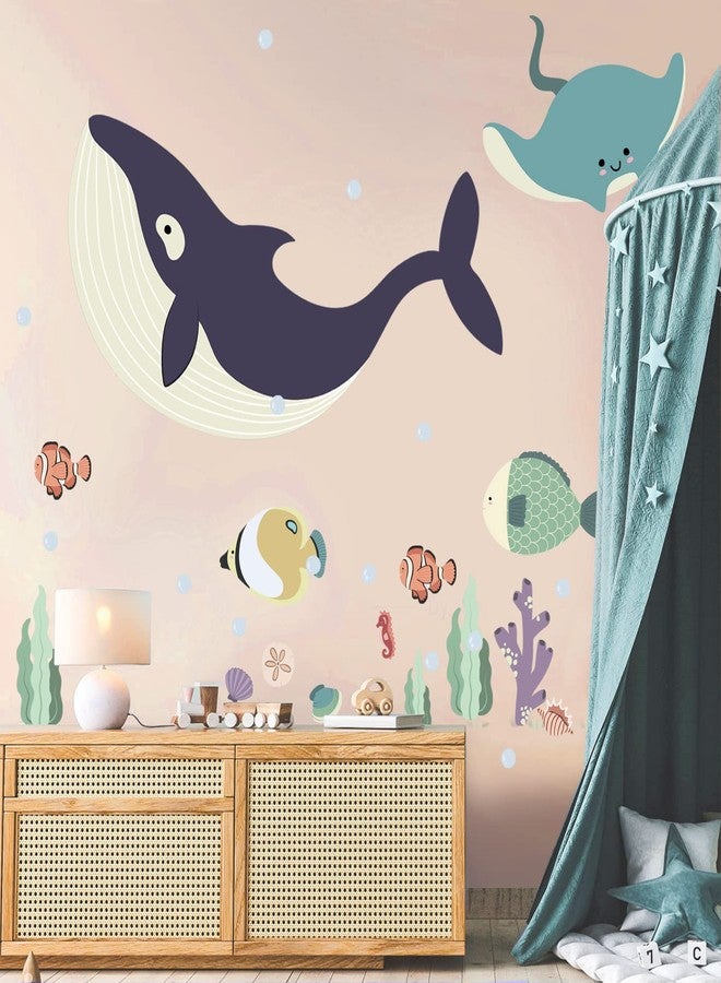 iinuu 93pcs Ocean Animals Wall Decals Peel and Stick, Ocean Wall Stickers for Toddler Baby Kids Bedroom Bathroom Living Room, Underwater Decor for Nursery Classroom, Under The Sea Party Decoration Favor - Image 2
