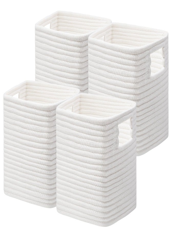UBBCARE Storage Cubes 4 Pack, 11x 11x 7.8 Cube Storage Bin with Handles, Cotton Rope Baskets for Organizing, Woven Baskets for Shelf, Baby Nursery, Toy Storage, Closet, Classroom, White - Image 1
