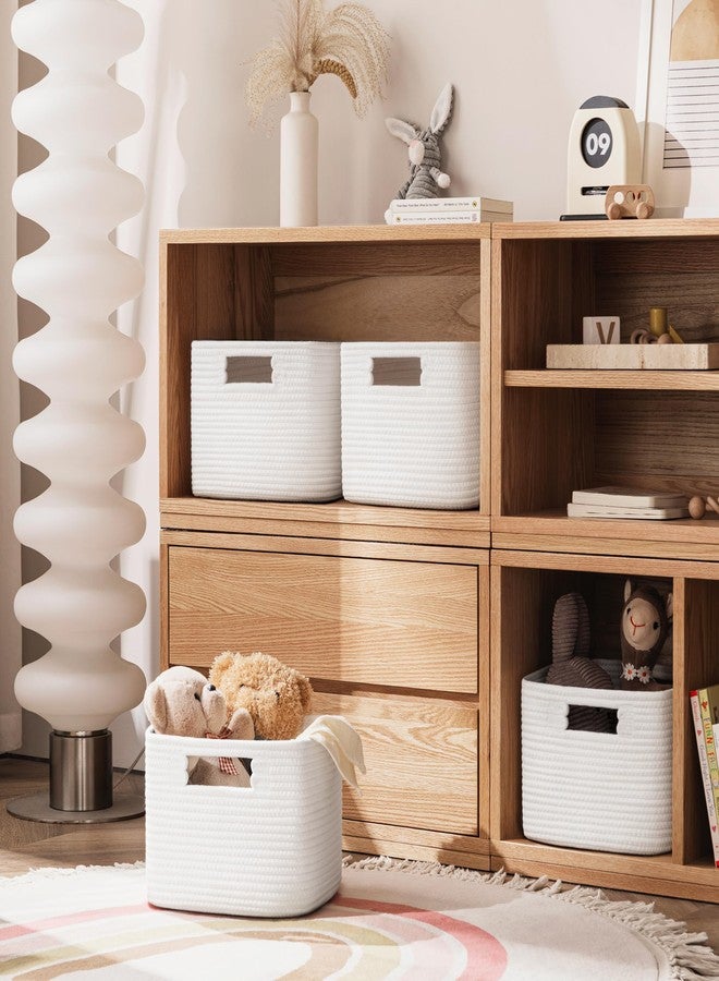 UBBCARE Storage Cubes 4 Pack, 11x 11x 7.8 Cube Storage Bin with Handles, Cotton Rope Baskets for Organizing, Woven Baskets for Shelf, Baby Nursery, Toy Storage, Closet, Classroom, White - Image 4