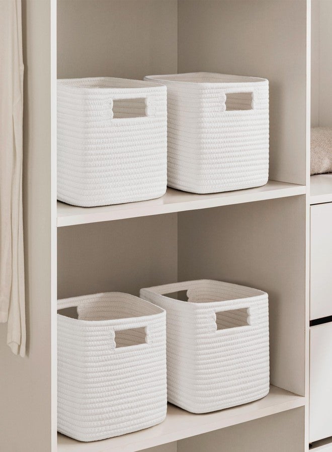 UBBCARE Storage Cubes 4 Pack, 11x 11x 7.8 Cube Storage Bin with Handles, Cotton Rope Baskets for Organizing, Woven Baskets for Shelf, Baby Nursery, Toy Storage, Closet, Classroom, White - Image 5