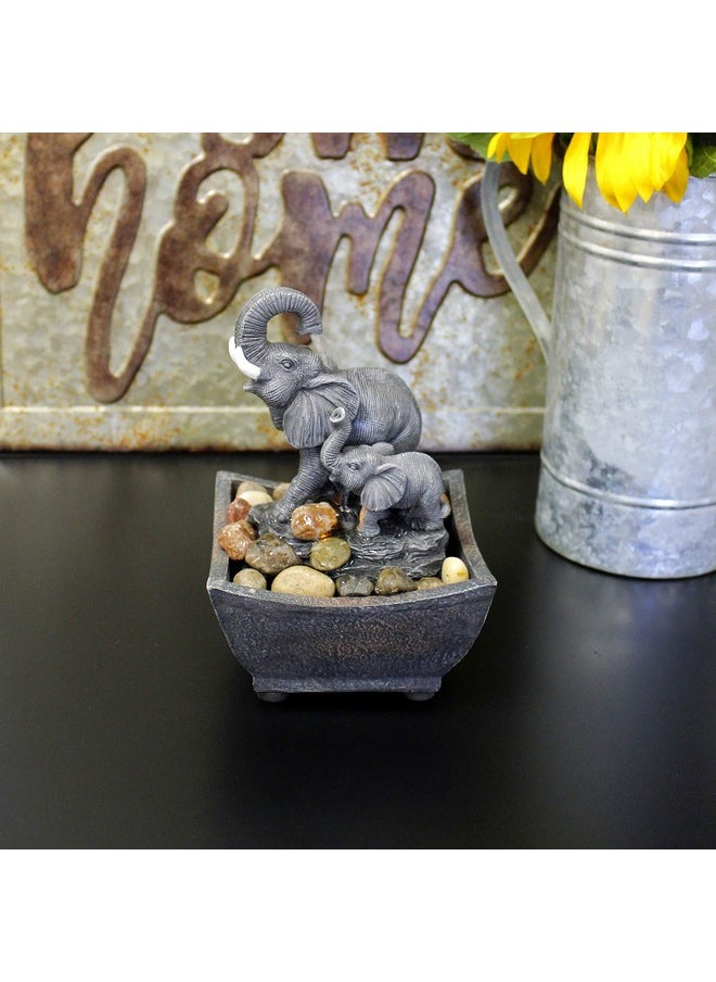 Nature's Mark Nature's Mark 7.5" Playing Elephant & Baby Elephant Tabletop Water Fountain (with Adapter)  - Image 5