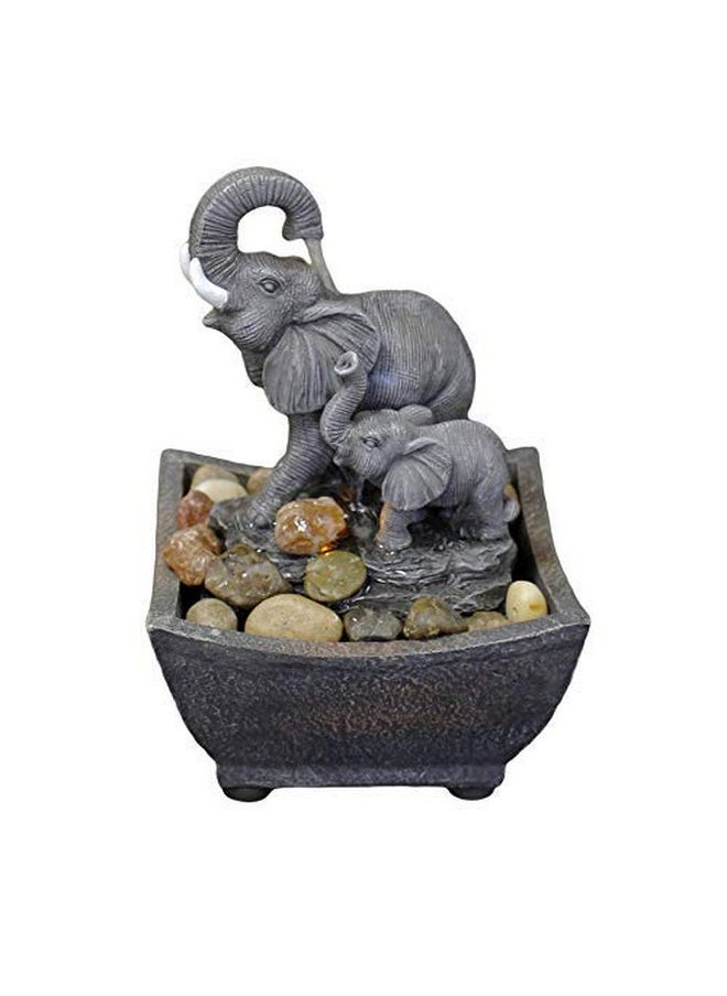 Nature's Mark Nature's Mark 7.5" Playing Elephant & Baby Elephant Tabletop Water Fountain (with Adapter)  - Image 1