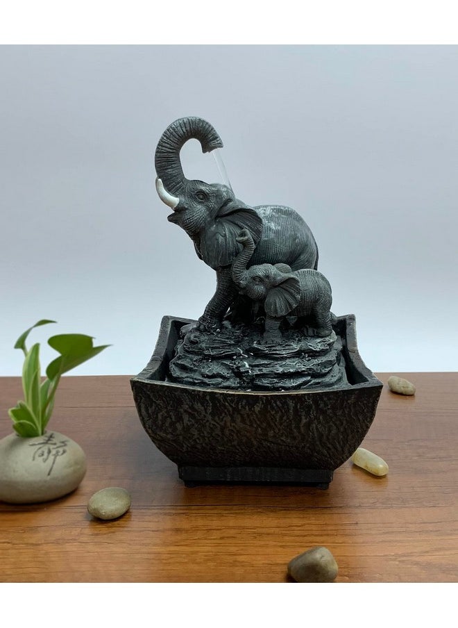 Nature's Mark Nature's Mark 7.5" Playing Elephant & Baby Elephant Tabletop Water Fountain (with Adapter)  - Image 2